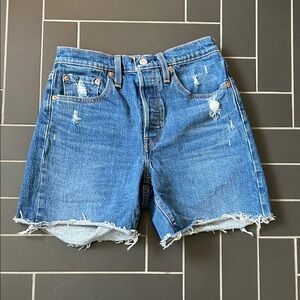 Levi's Blue Distressed Jean Shorts